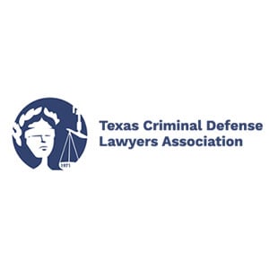 Logo of the Texas Criminal Defense Lawyers Association featuring a stylized design and text representing the organization.